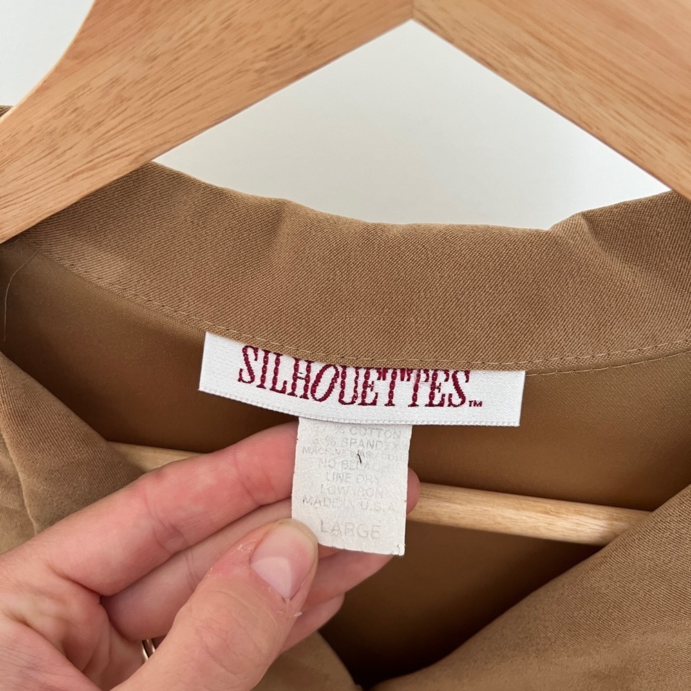 Vintage Silhouette Classic Faux Suede Tan Blouse, Made in the USA - Picture 2 of 4